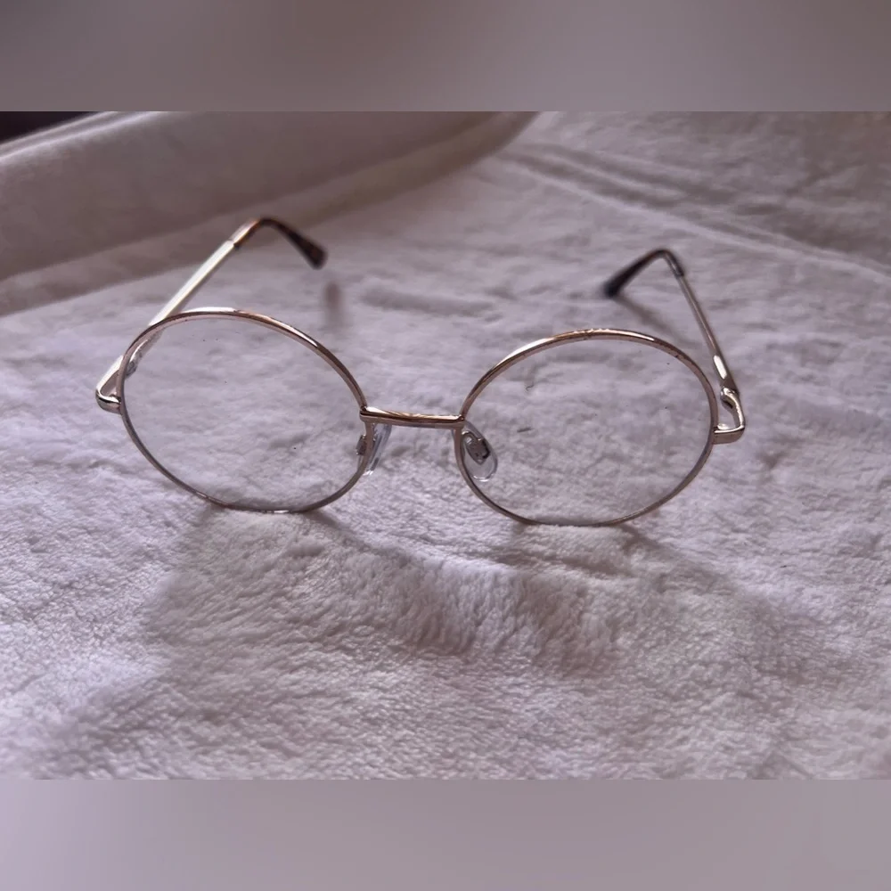 Men or Women OVERSIZED RETRO Style Clear Lens EYE GLASSES Large Round Gold Frame